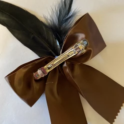 Hurly-Burly Steampunk Brown Hair Bow With Bronze Cogs And Chain Hair Bows