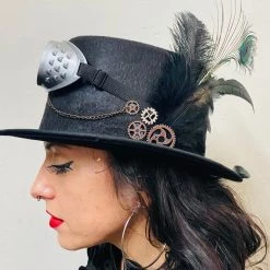 Craft Feather And Silver Goggles Steampunk Top Hat (MM) 10 Craft Feather And Silver Goggles Steampunk Top Hat (MM)