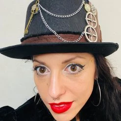 Craft Key And Silver Chains Steampunk Top Hat (NN)