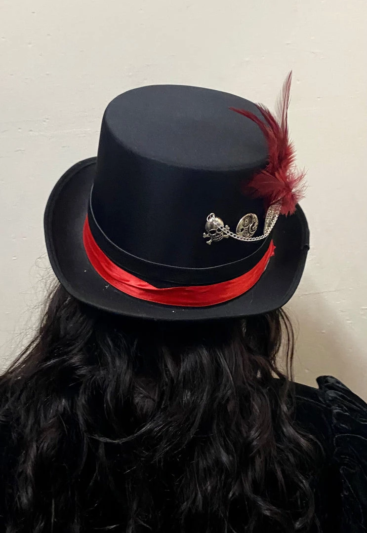 Hurly-Burly Silver Skulls Steampunk Hat With Goggles (AA) Hats & Headwear 8 Hurly-Burly Silver Skulls Steampunk Hat With Goggles (AA) Hats & Headwear