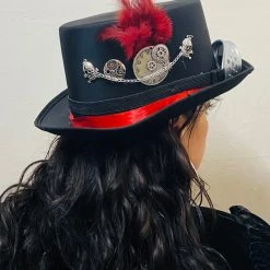 Hurly-Burly Silver Skulls Steampunk Hat With Goggles (AA) Hats & Headwear 10 Hurly-Burly Silver Skulls Steampunk Hat With Goggles (AA) Hats & Headwear