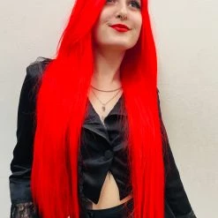 Bell's Wigs Deluxe Long Straight Bright Red Wig