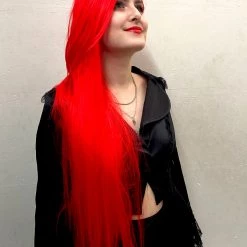 Bell's Wigs Deluxe Long Straight Bright Red Wig