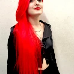 Bell's Wigs Deluxe Long Straight Bright Red Wig