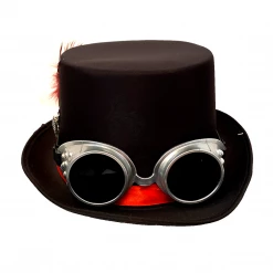 Hurly-Burly Silver Skulls Steampunk Hat With Goggles (AA) Hats & Headwear 11 Hurly-Burly Silver Skulls Steampunk Hat With Goggles (AA) Hats & Headwear