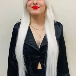 Bell's Wigs Deluxe Long Straight White Wig