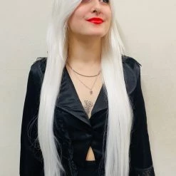 Bell's Wigs Deluxe Long Straight White Wig