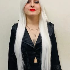 Bell's Wigs Deluxe Long Straight White Wig