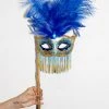 Sweidas Masks & Eyemasks Blue Tassel Masquerade Mask On Stick