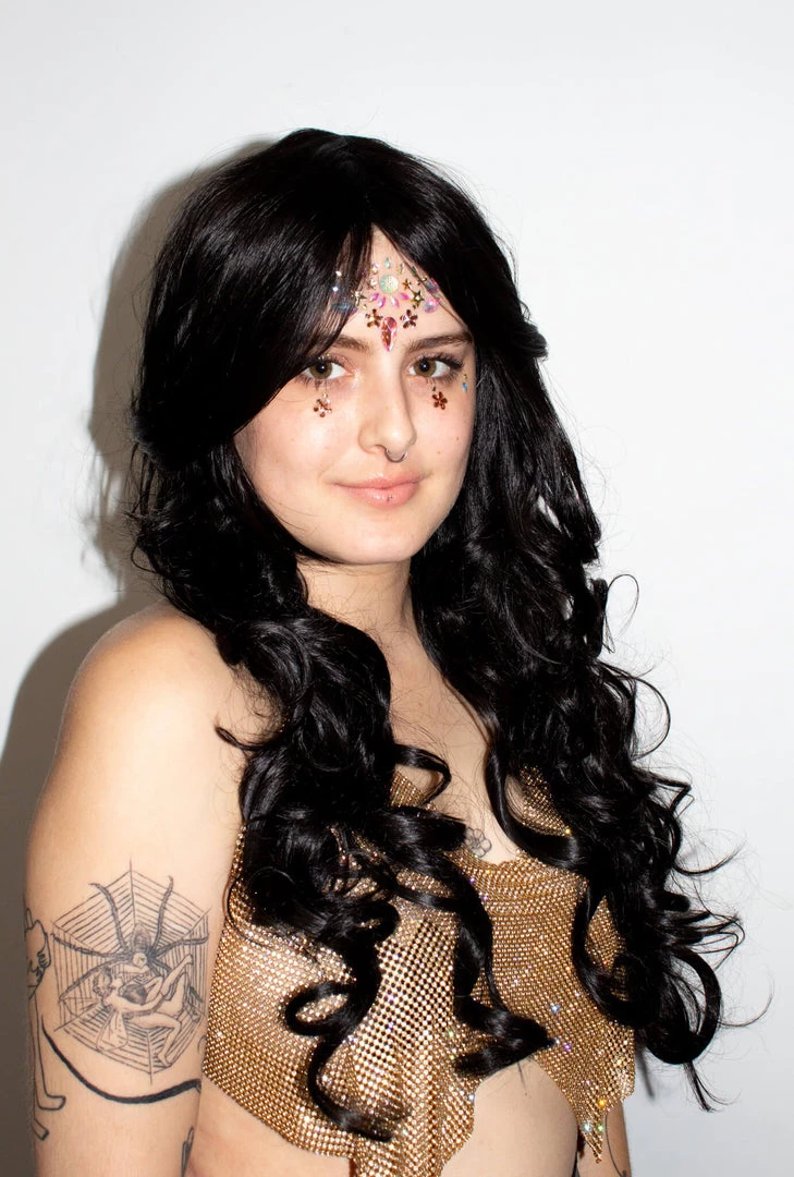 Bell's Wigs Deluxe Long Black Curly Wig 3 Bell's Wigs Deluxe Long Black Curly Wig