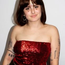 Moo Moo Festival Wear Red Sequin Tube Top