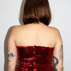 Moo Moo Festival Wear Red Sequin Tube Top