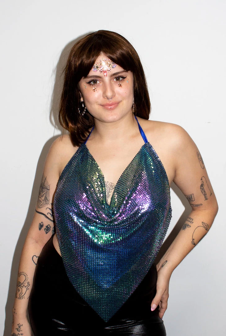 Moo Moo Iridescent Purple & Blue Metal Mesh Top 3 Moo Moo Iridescent Purple & Blue Metal Mesh Top