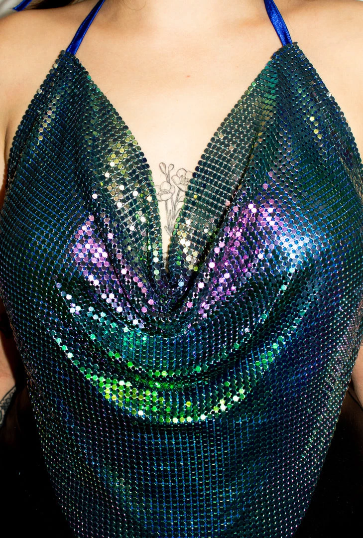 Moo Moo Iridescent Purple & Blue Metal Mesh Top 4 Moo Moo Iridescent Purple & Blue Metal Mesh Top