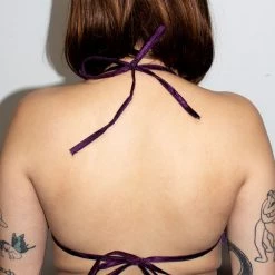 Moo Moo Women's Iridescent Dark Purple Metal Mesh Top