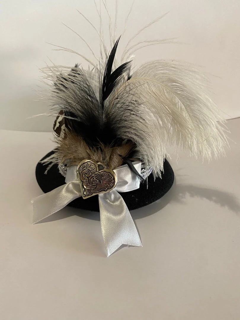 Hurly-Burly Steampunk Mini Hat White Bow And Heart (N) 5 Hurly-Burly Steampunk Mini Hat White Bow And Heart (N)