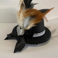 Hurly-Burly Steampunk Mini Hat Black Bow And Heart (K)