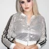 Moo Moo Silver Sequin Mini Bomber Jacket