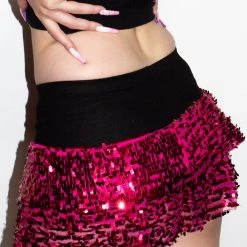 Moo Moo Women's Hot Pink Sequin Mini Skirt
