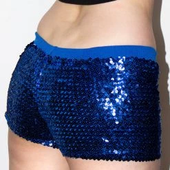 Moo Moo Women's Sequin Royal Blue Booty Shorts