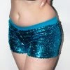 Moo Moo Sequin Aqua Blue Booty Shorts Women's