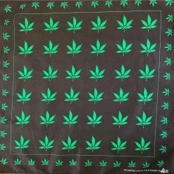 Hurly-Burly (b) Bandanas Green Weed Leaf On Black