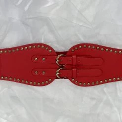 Hurly-Burly Belts & Harnesses Rivet Cinch Belt With Double Buckle Red