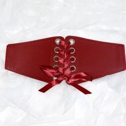 Malltop Belts & Harnesses Corset Cincher Belt With Ribbon Red