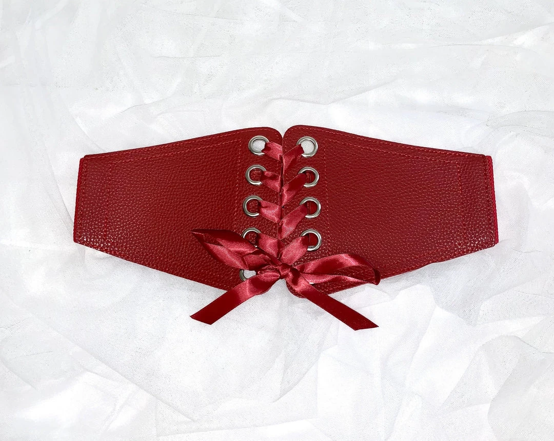 Malltop Belts & Harnesses Corset Cincher Belt With Ribbon Red 3 Malltop Belts & Harnesses Corset Cincher Belt With Ribbon Red