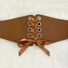 Malltop Belts & Harnesses Corset Cincher Belt With Ribbon Brown