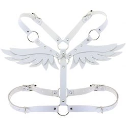 Hurly-Burly White PU Leather Wings Harness
