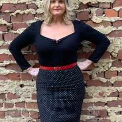 Hurly-Burly (D) Black And White Polka Dot Pencil Skirt Skirts