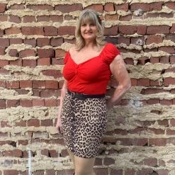 Thailand Light Brown Short Leopard Print Pencil Skirt Women's