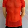 Body By Gabriel Red Short Sleeved Fishnet Top T-Shirts