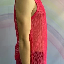 Body By Gabriel T-Shirts Fluro Pink Fishnet Singlet