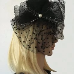 Hurly-Burly Black Tulle Mini Steampunk Hat (T) 5 Hurly-Burly Black Tulle Mini Steampunk Hat (T)