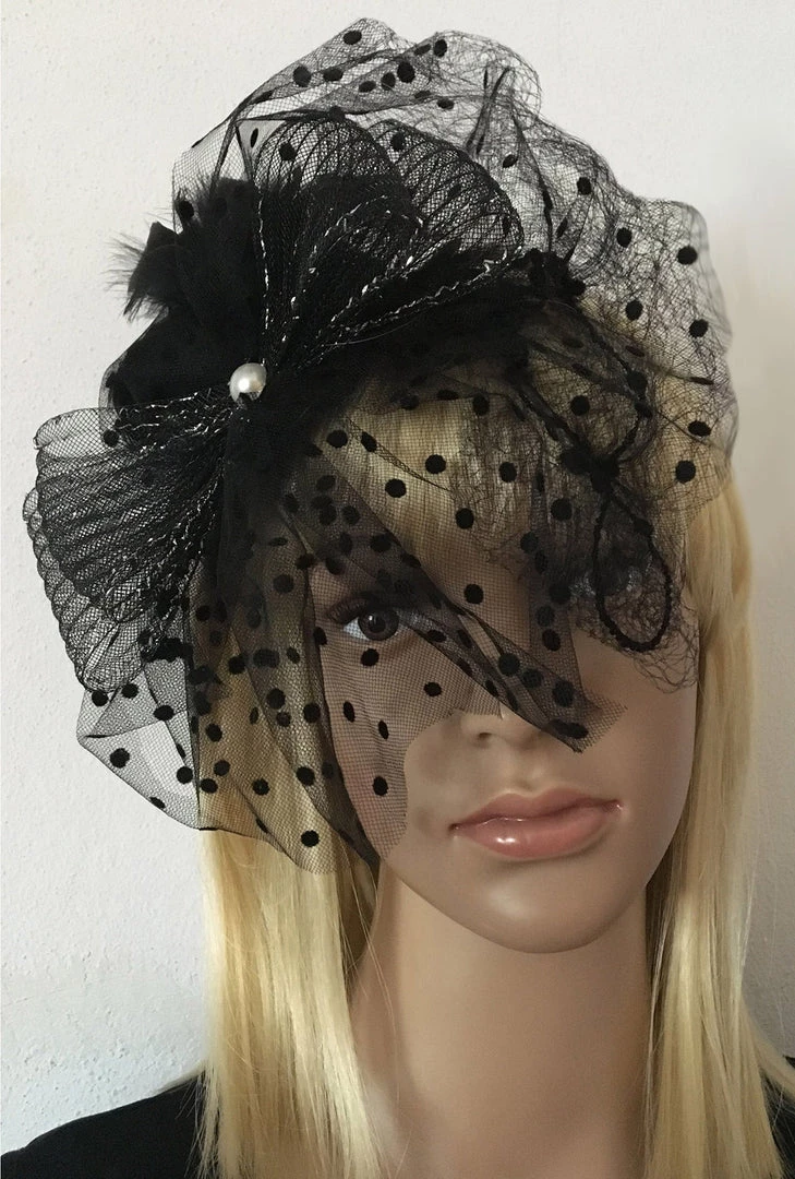 Hurly-Burly Black Tulle Mini Steampunk Hat (T) 3 Hurly-Burly Black Tulle Mini Steampunk Hat (T)