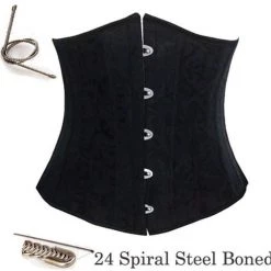 Malltop Corsets Steel Boned Black Jacquard Underbust