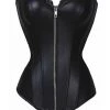 AnneCart Black Pleather Zip Corset Corsets