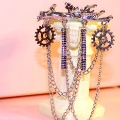 Hurly-Burly (j) Steampunk Brooch Log Mixed Metals