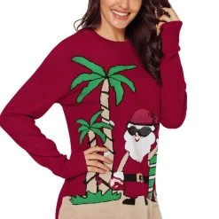 Hurly-Burly Tropical Santa Ugly Christmas Jumper Red 9 Hurly-Burly Tropical Santa Ugly Christmas Jumper Red