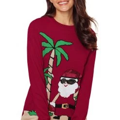 Hurly-Burly Tropical Santa Ugly Christmas Jumper Red 10 Hurly-Burly Tropical Santa Ugly Christmas Jumper Red