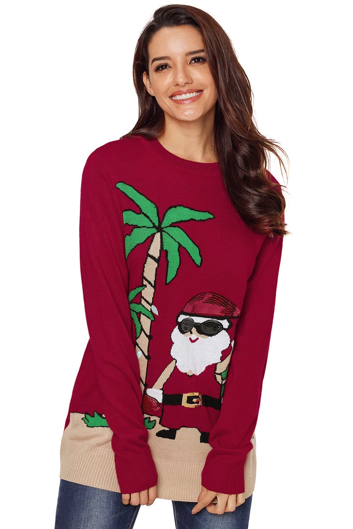 Hurly-Burly Tropical Santa Ugly Christmas Jumper Red 6 Hurly-Burly Tropical Santa Ugly Christmas Jumper Red