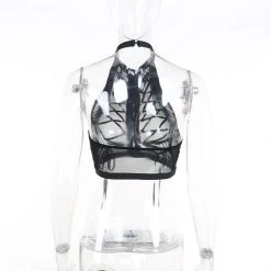 Global Lover Criss Cross Mesh Halter Top