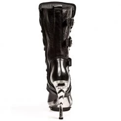 New Rock M.PUNK001-C1 Ladies Calf High Black Leather Boots New Rock Boots