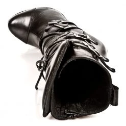 New Rock M.PUNK001-C1 Ladies Calf High Black Leather Boots New Rock Boots