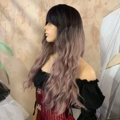 Bell's Wigs Deluxe Curly Ombre Black To Purple Wig