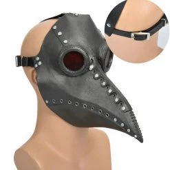 Sweidas Black Latex Studded Plague Doctor Mask Halloween