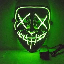 AnneCart Halloween Green The Purge Cross Eye Light Up Mask
