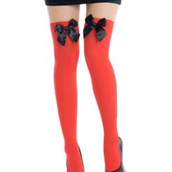 Leg Avenue Red Thigh Highs With Black Bows